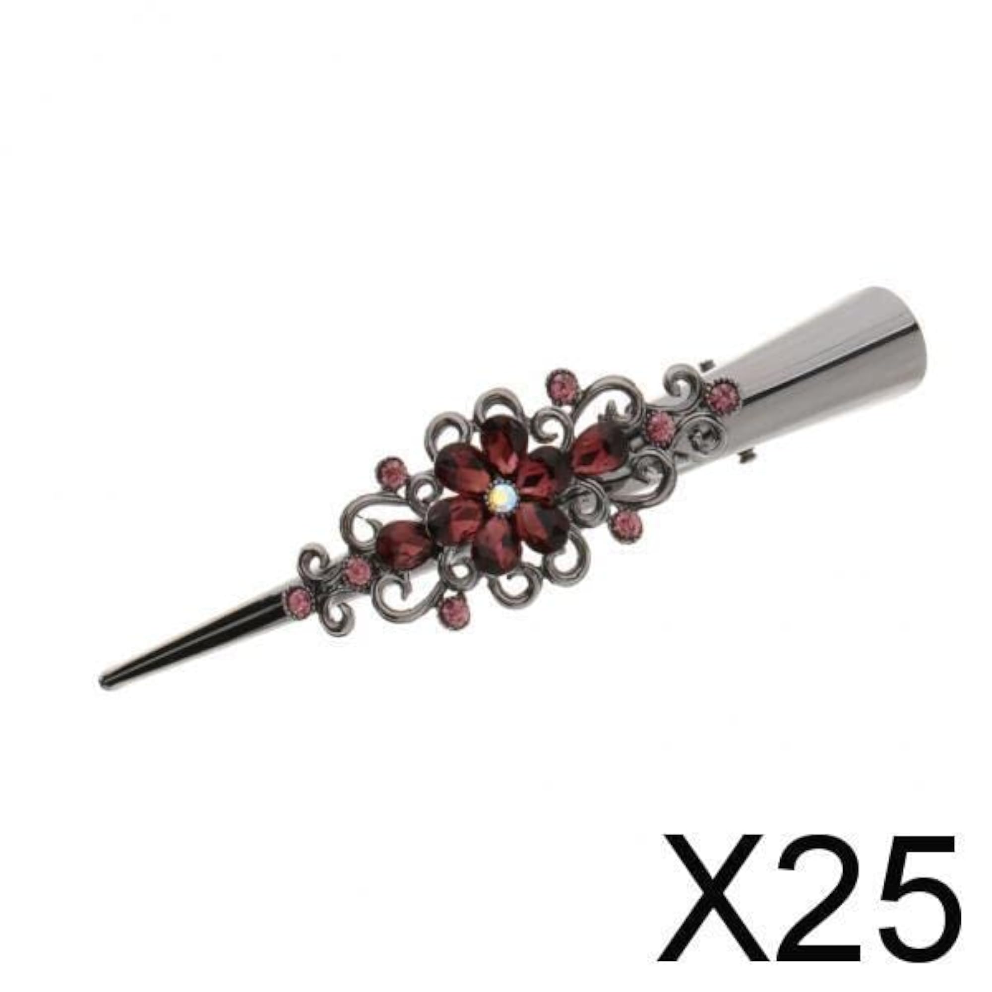 Rhinestone Metal Hair Alligator Clips for Women, Brown